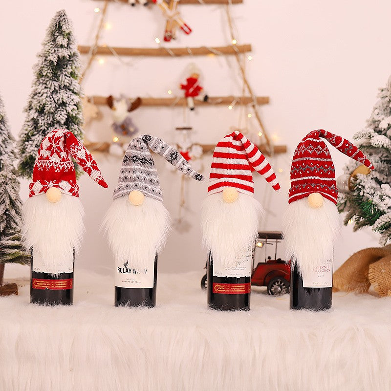 Papai Noel Vermelho Natal Vinho Garrafa Tampas, Sacos De Presente De Natal, Poei
