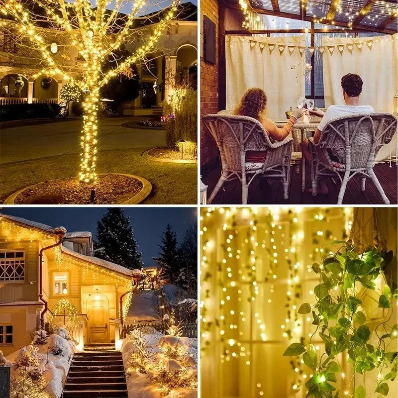 Luzes de fadas p/ jardim luzes da corda com 8 modos para area externa