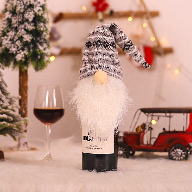 Papai Noel Vermelho Natal Vinho Garrafa Tampas, Sacos De Presente De Natal, Poei