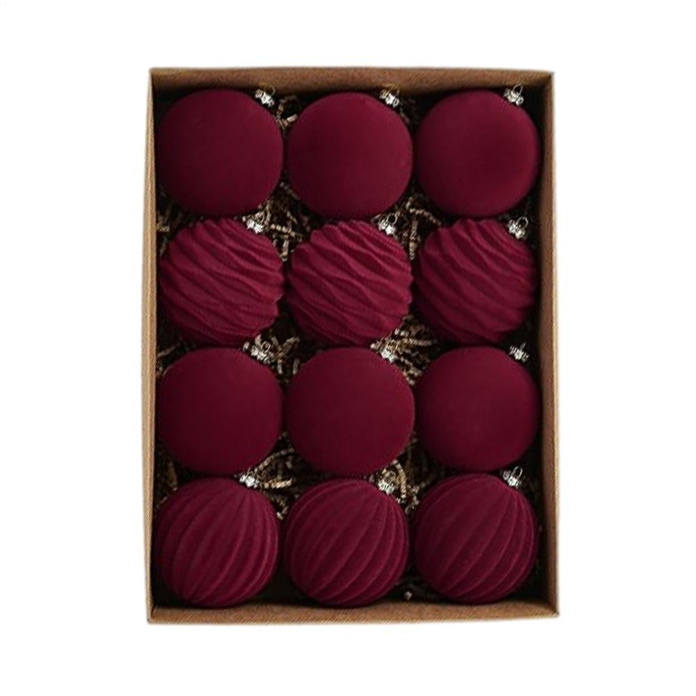 12pçs 8cm vinho tinto bola de natal enfeites pingente de árvore de natal 2025