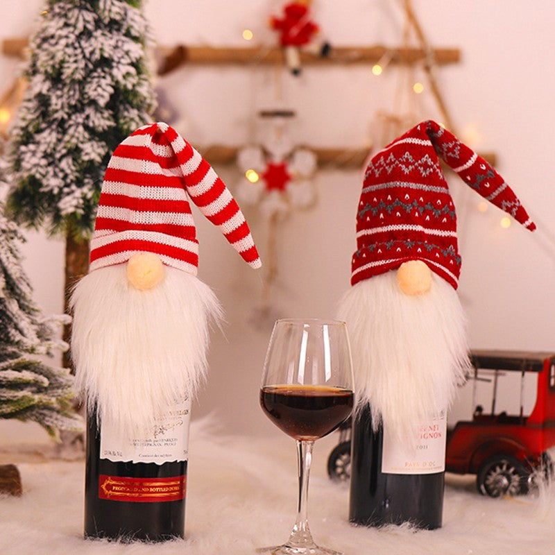Papai Noel Vermelho Natal Vinho Garrafa Tampas, Sacos De Presente De Natal, Poei