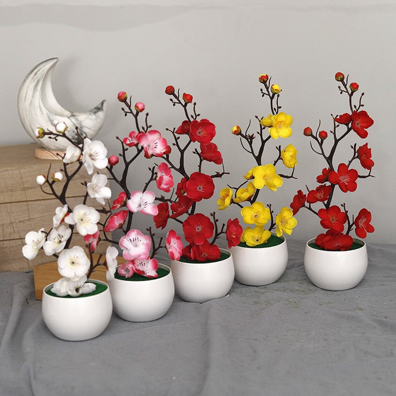 30 cm plantas artificiais bonsai pequena árvore simulação pote plantas flores