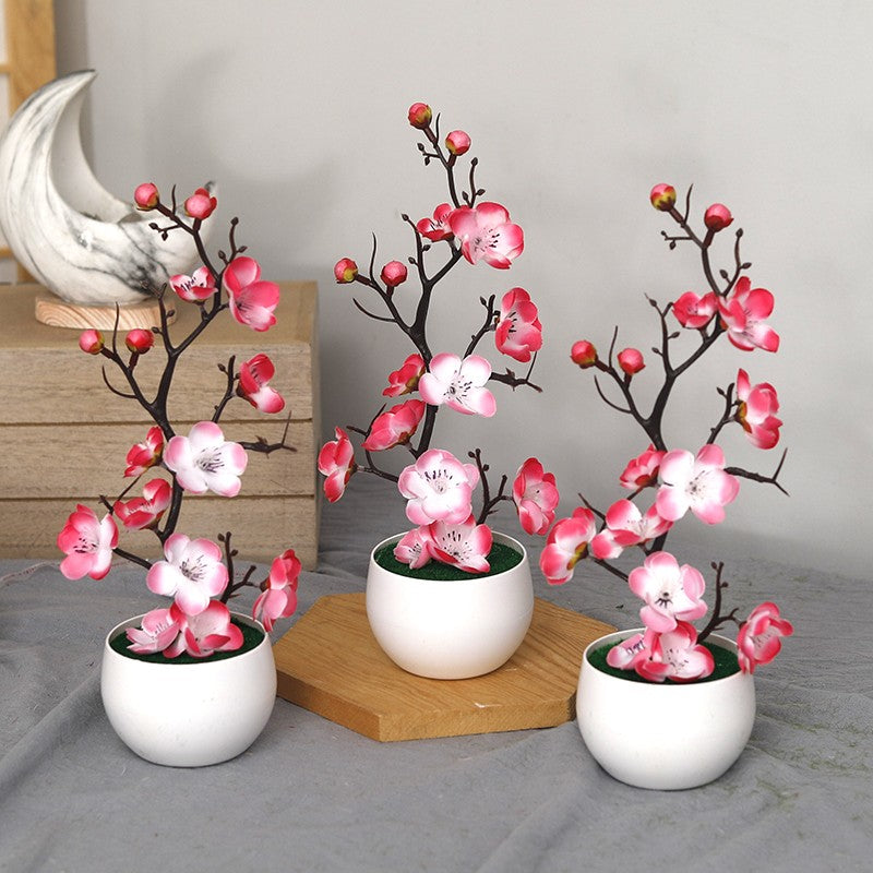 30 cm plantas artificiais bonsai pequena árvore simulação pote plantas flores