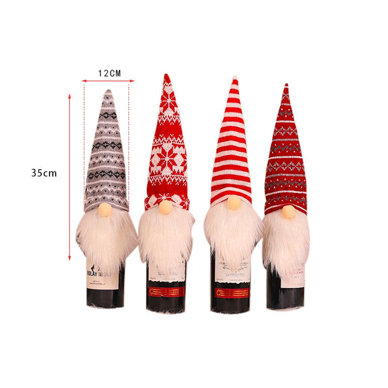 Papai Noel Vermelho Natal Vinho Garrafa Tampas, Sacos De Presente De Natal, Poei