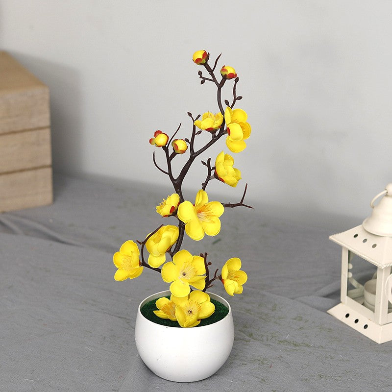 30 cm plantas artificiais bonsai pequena árvore simulação pote plantas flores