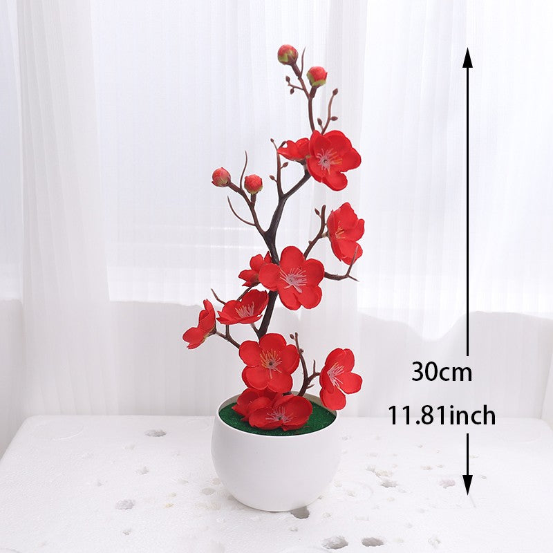 30 cm plantas artificiais bonsai pequena árvore simulação pote plantas flores