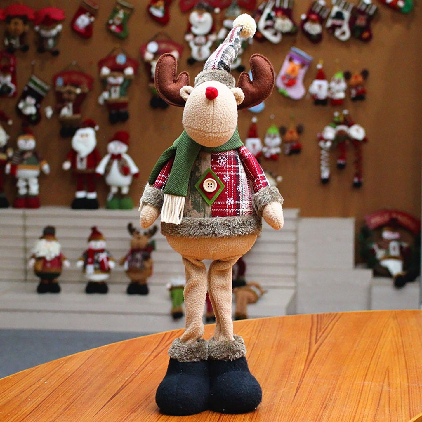 3 pçs natal decorativo bonecas de natal rena boneco de neve papai noel em pé b