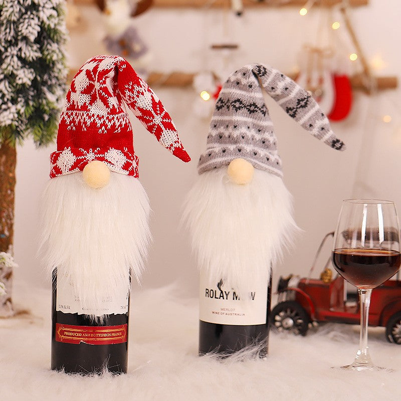 Papai Noel Vermelho Natal Vinho Garrafa Tampas, Sacos De Presente De Natal, Poei