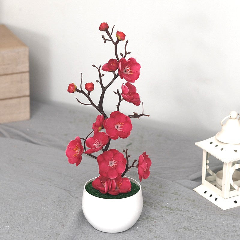 30 cm plantas artificiais bonsai pequena árvore simulação pote plantas flores
