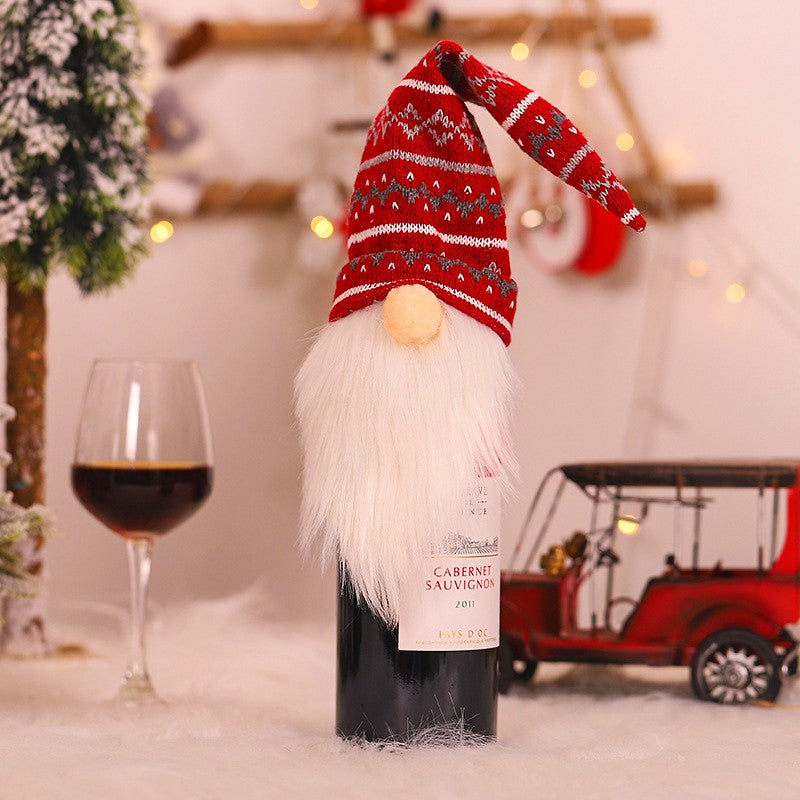 Papai Noel Vermelho Natal Vinho Garrafa Tampas, Sacos De Presente De Natal, Poei