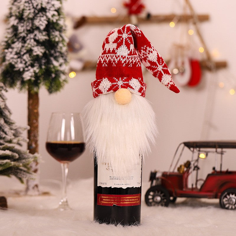 Papai Noel Vermelho Natal Vinho Garrafa Tampas, Sacos De Presente De Natal, Poei