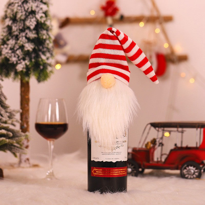 Papai Noel Vermelho Natal Vinho Garrafa Tampas, Sacos De Presente De Natal, Poei