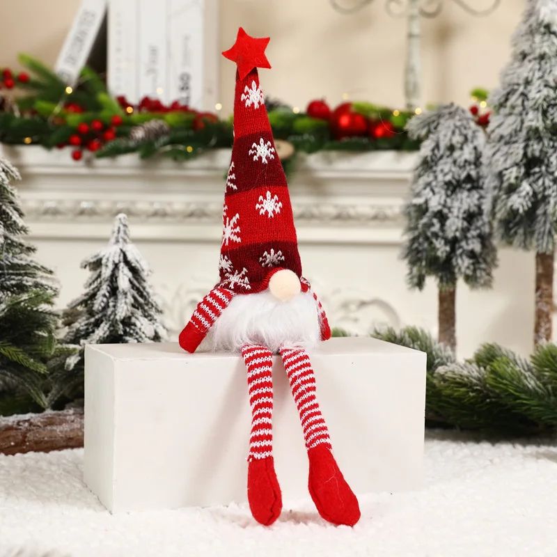 Natal boneca sem rosto gnome ornamentos led luz de pelúcia tricô artesanato