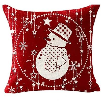 Feliz Natal Fronha de Linho, Bola Floco de Neve, Carro vermelho