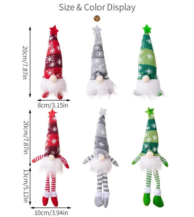 Natal boneca sem rosto gnome ornamentos led luz de pelúcia tricô artesanato