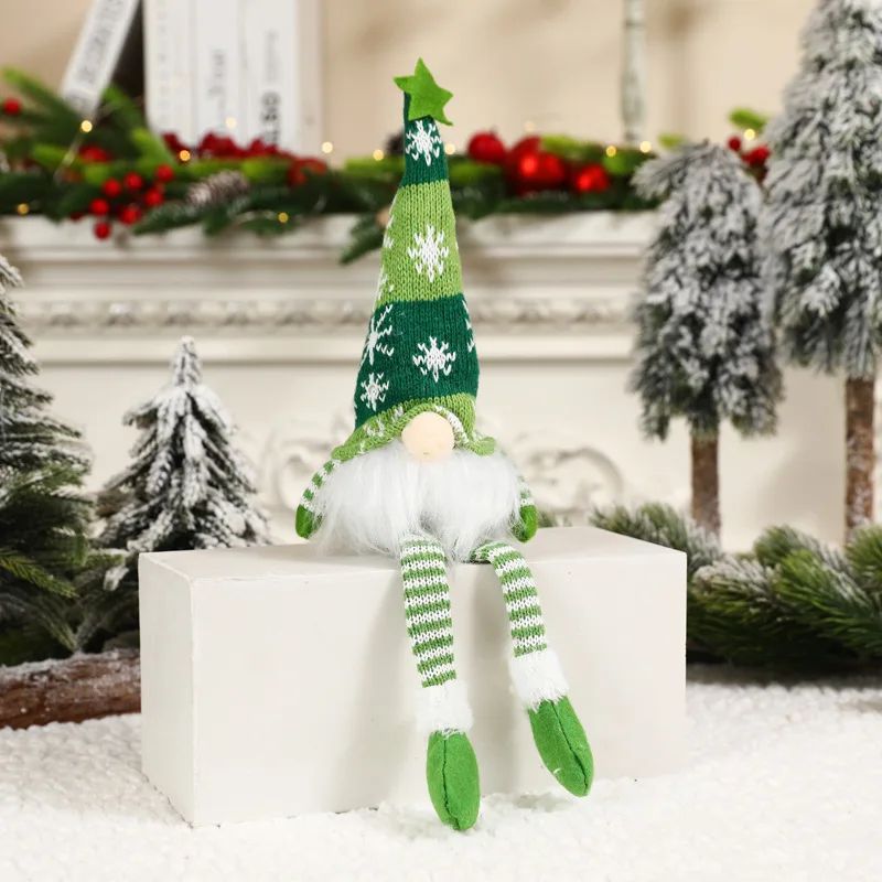 Natal boneca sem rosto gnome ornamentos led luz de pelúcia tricô artesanato