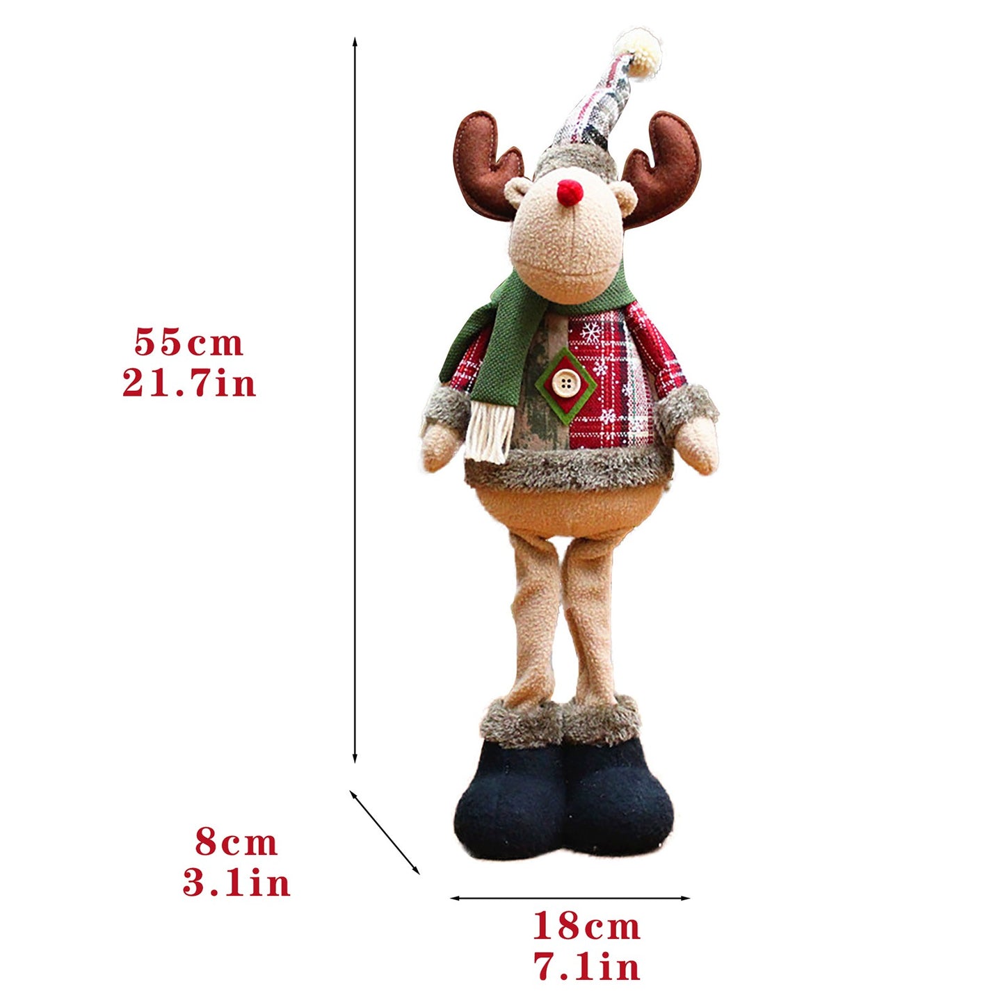 3 pçs natal decorativo bonecas de natal rena boneco de neve papai noel em pé b