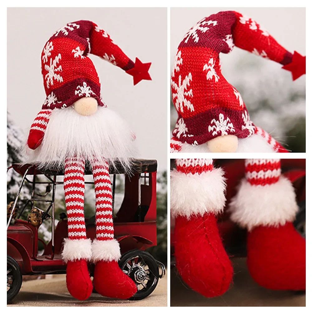 Natal boneca sem rosto gnome ornamentos led luz de pelúcia tricô artesanato
