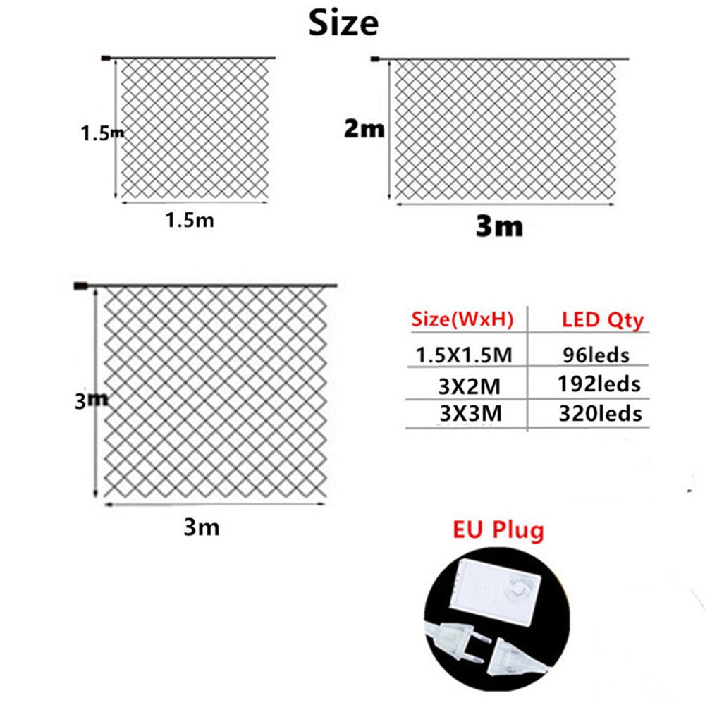 Rede led luzes da corda 8 modos 220v 110v plugue