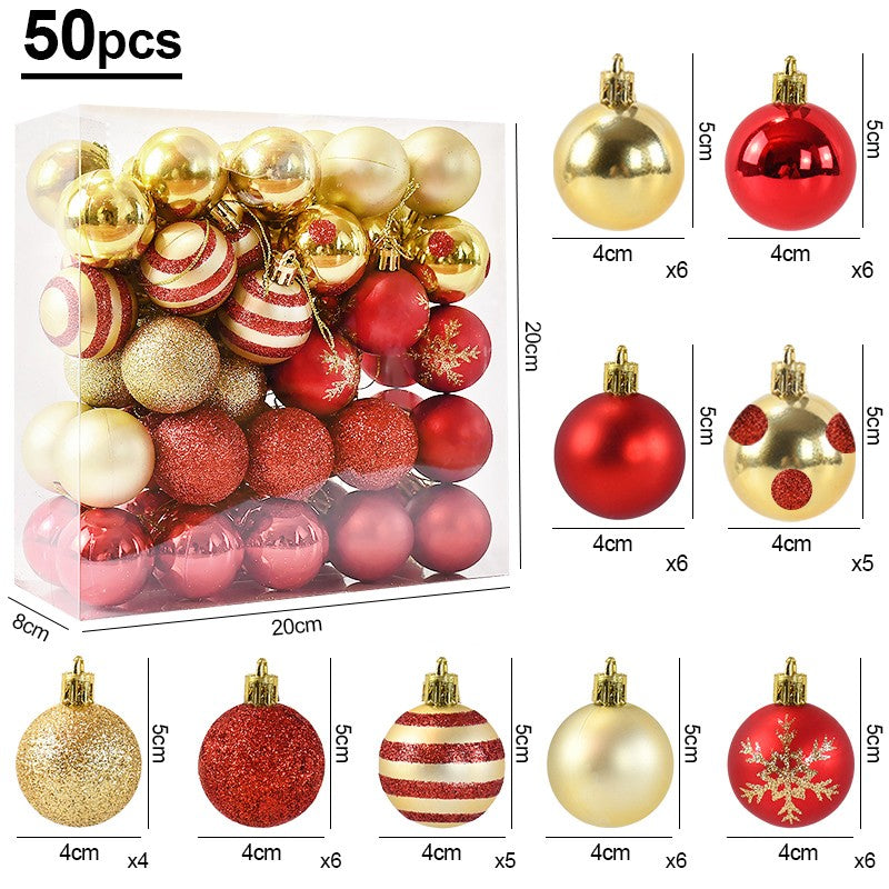 50 pçs/caixa bolas de árvore de natal ornamento ouro vermelho pendurado
