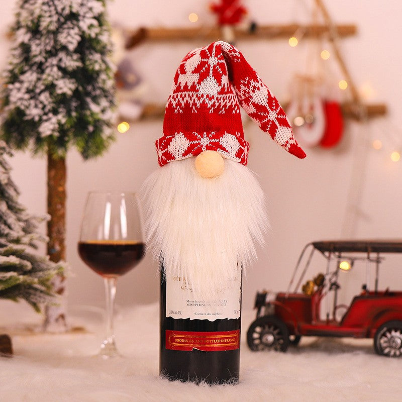 Papai Noel Vermelho Natal Vinho Garrafa Tampas, Sacos De Presente De Natal, Poei