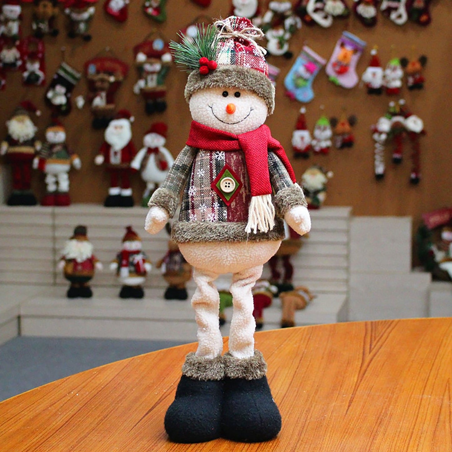 3 pçs natal decorativo bonecas de natal rena boneco de neve papai noel em pé b
