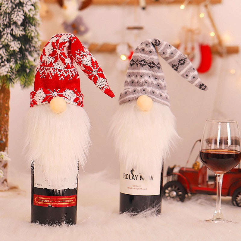 Papai Noel Vermelho Natal Vinho Garrafa Tampas, Sacos De Presente De Natal, Poei