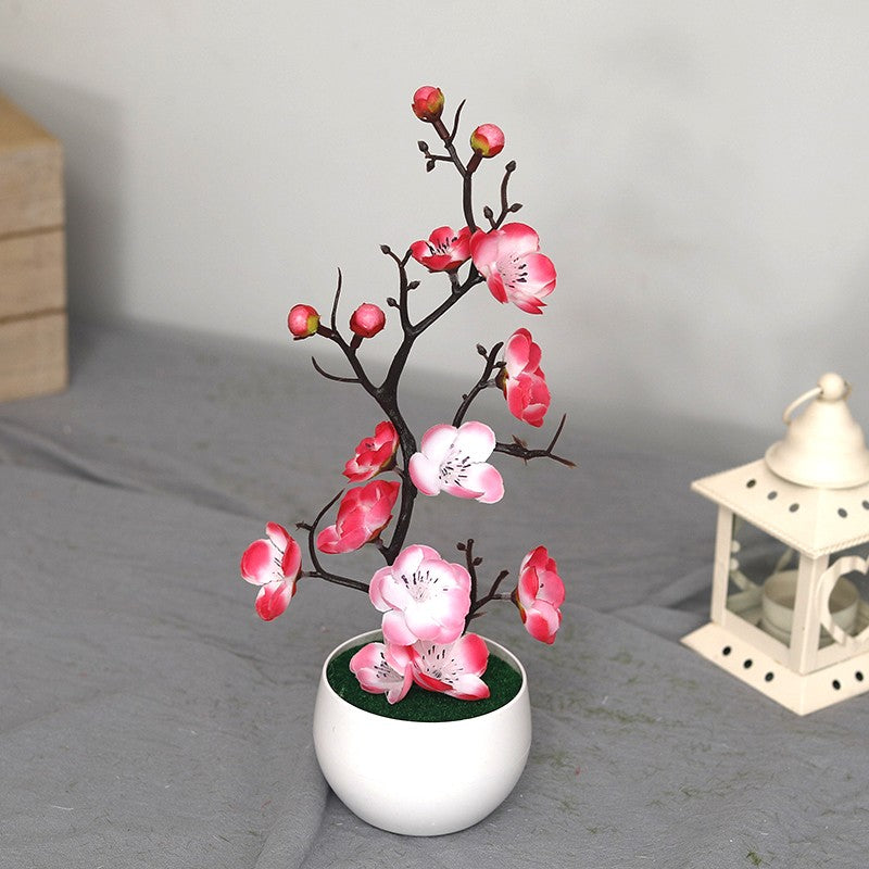 30 cm plantas artificiais bonsai pequena árvore simulação pote plantas flores