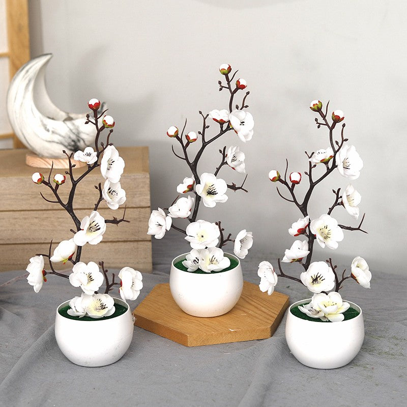 30 cm plantas artificiais bonsai pequena árvore simulação pote plantas flores