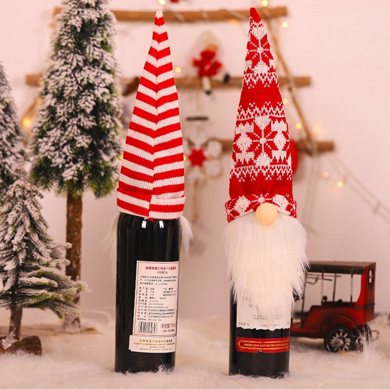 Papai Noel Vermelho Natal Vinho Garrafa Tampas, Sacos De Presente De Natal, Poei