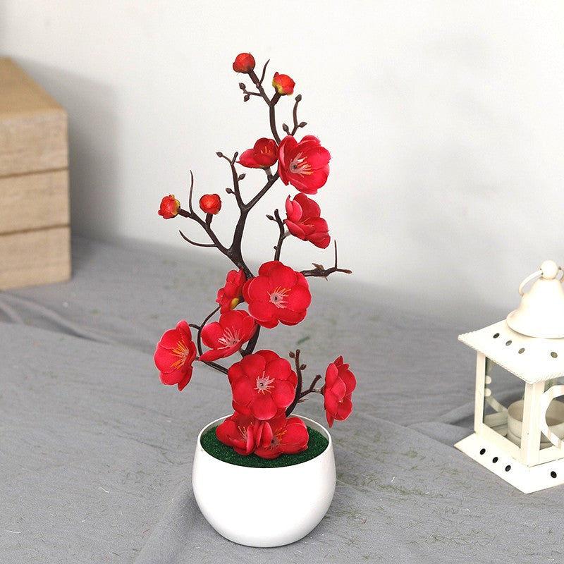 30 cm plantas artificiais bonsai pequena árvore simulação pote plantas flores
