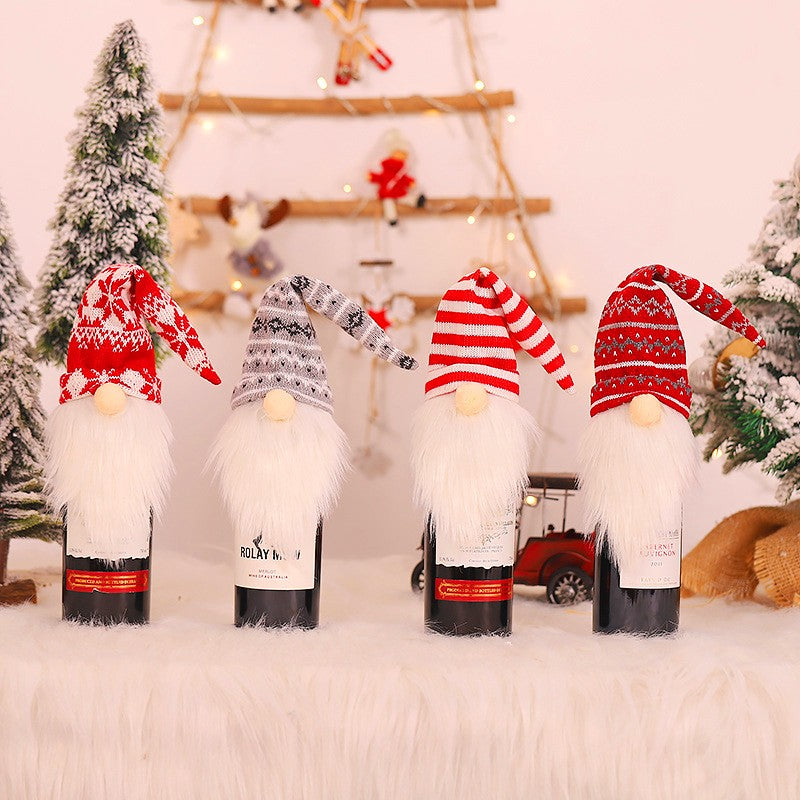 Papai Noel Vermelho Natal Vinho Garrafa Tampas, Sacos De Presente De Natal, Poei