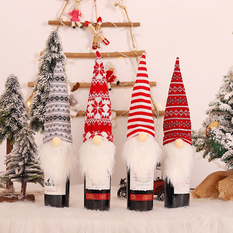 Papai Noel Vermelho Natal Vinho Garrafa Tampas, Sacos De Presente De Natal, Poei