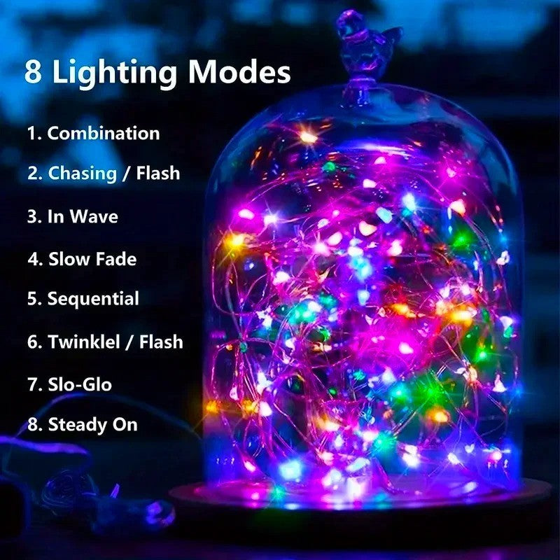 Luzes de fadas p/ jardim luzes da corda com 8 modos para area externa