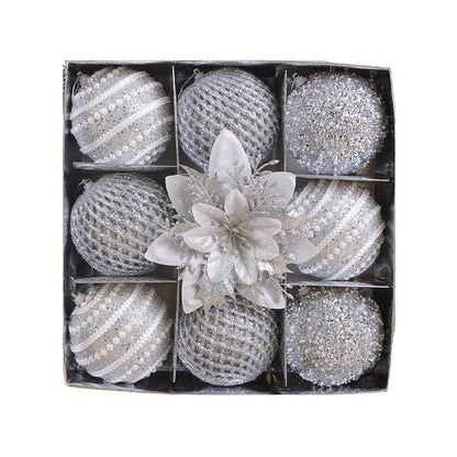 Conjunto de enfeites de bola de Natal de 9 unidades de 8 cm com glitter bolas de