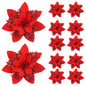 5/10 pçs 14.5cm ornamentos de flores de natal, rosa, vermelho, ouro, glitter fl