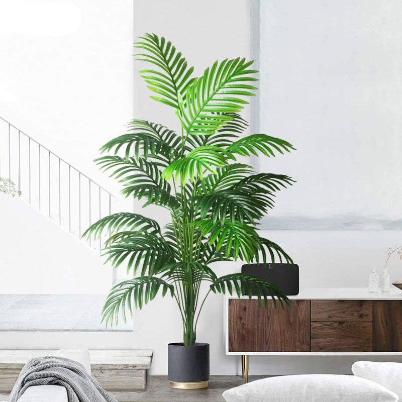 Palmeira artificial grande de 90-120cm, plantas falsas tropicais, folhas