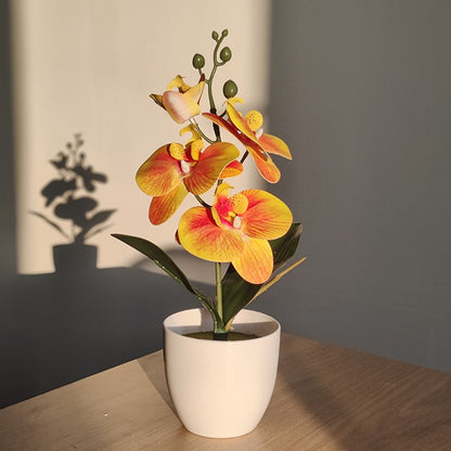 Bonsai simulado borboleta orquídea artificial vaso planta mesa de jantar