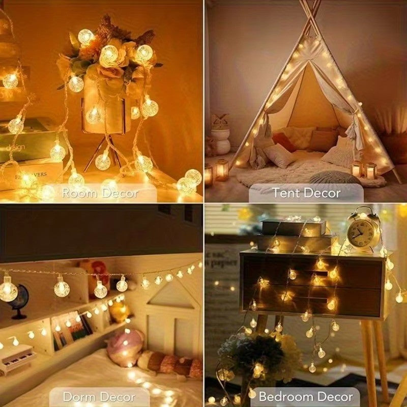 Luzes de corda de bola de bolha led brilho dourado bateria/usb