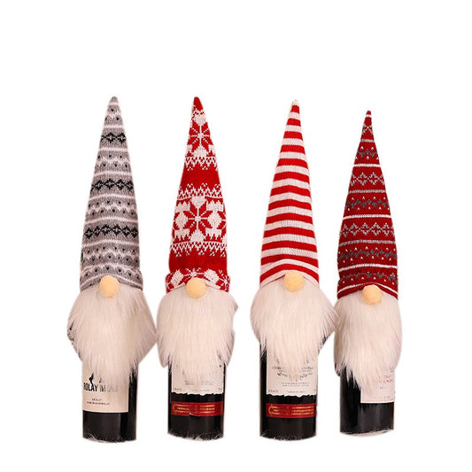 Papai Noel Vermelho Natal Vinho Garrafa Tampas, Sacos De Presente De Natal, Poei