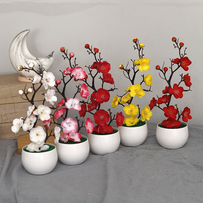 30 cm plantas artificiais bonsai pequena árvore simulação pote plantas flores