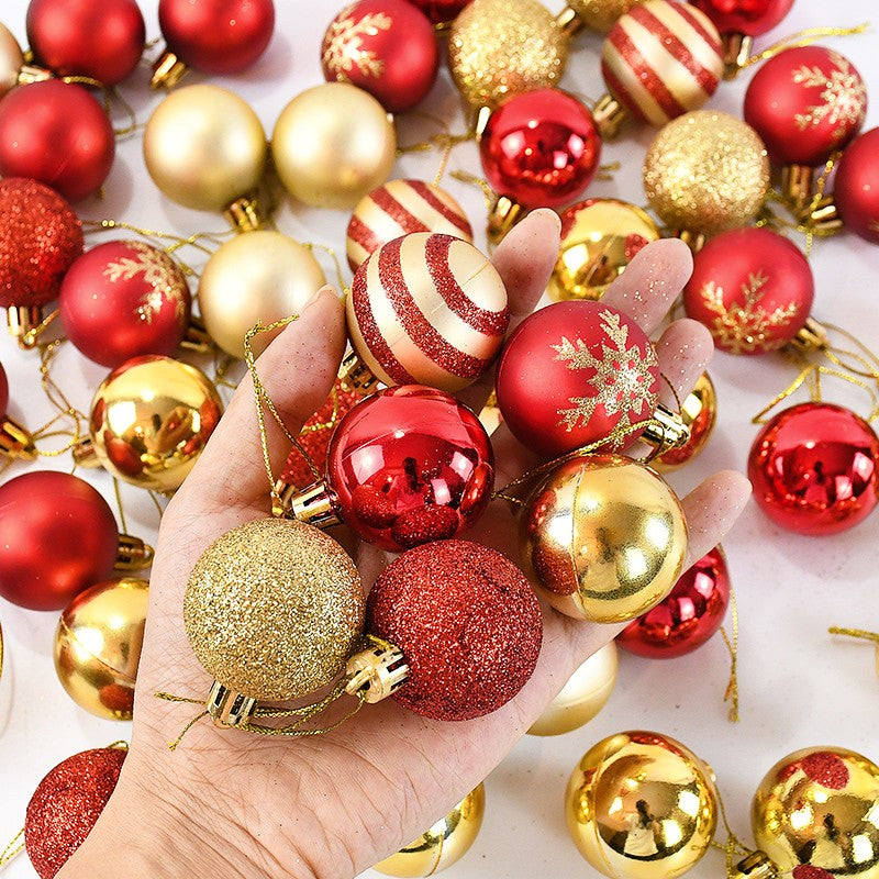 50 pçs/caixa bolas de árvore de natal ornamento ouro vermelho pendurado