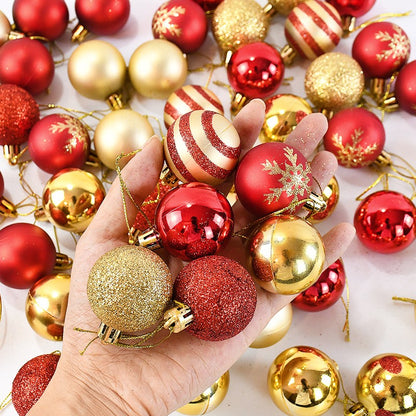 50 pçs/caixa bolas de árvore de natal ornamento ouro vermelho pendurado