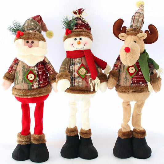 3 pçs natal decorativo bonecas de natal rena boneco de neve papai noel em pé b