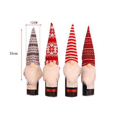 Papai Noel Vermelho Natal Vinho Garrafa Tampas, Sacos De Presente De Natal, Poei