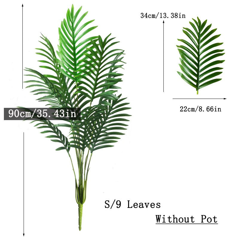 Palmeira artificial grande de 90-120cm, plantas falsas tropicais, folhas