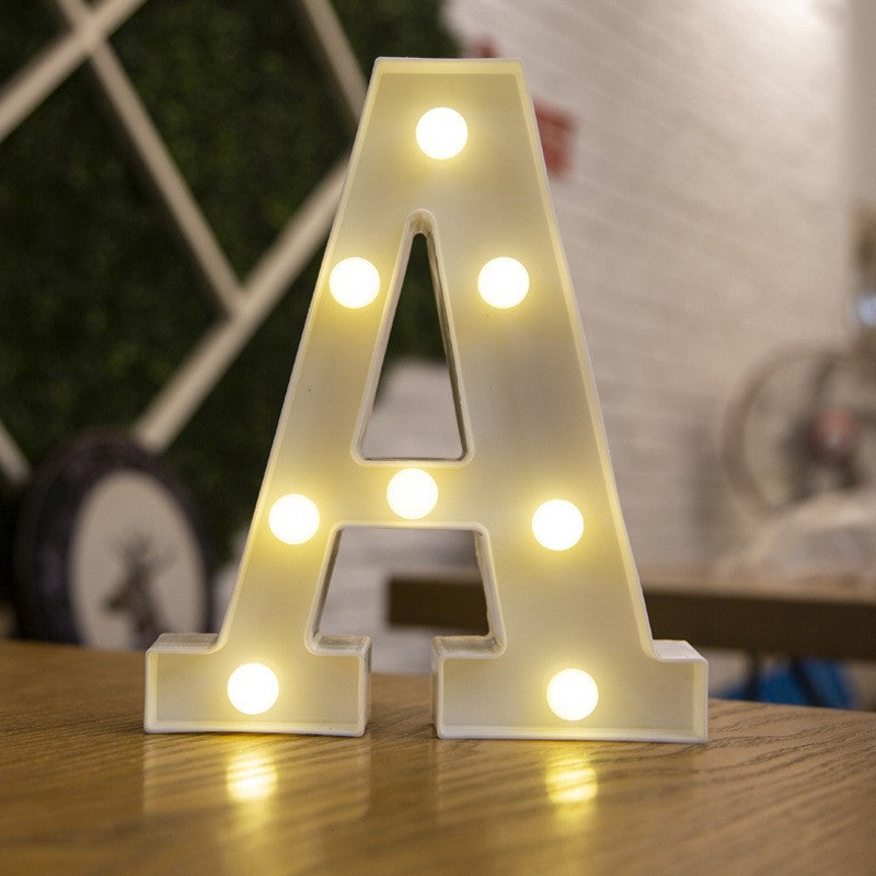 Letra do alfabeto luzes led número luminoso lâmpada bateria luz noturna quente