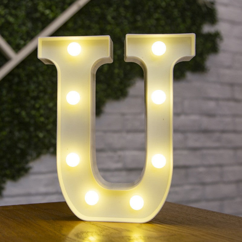Letra do alfabeto luzes led número luminoso lâmpada bateria luz noturna quente