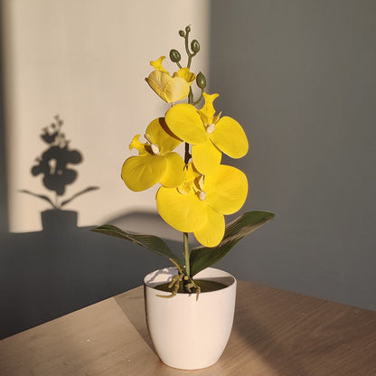 Bonsai simulado borboleta orquídea artificial vaso planta mesa de jantar