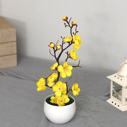 30 cm plantas artificiais bonsai pequena árvore simulação pote plantas flores